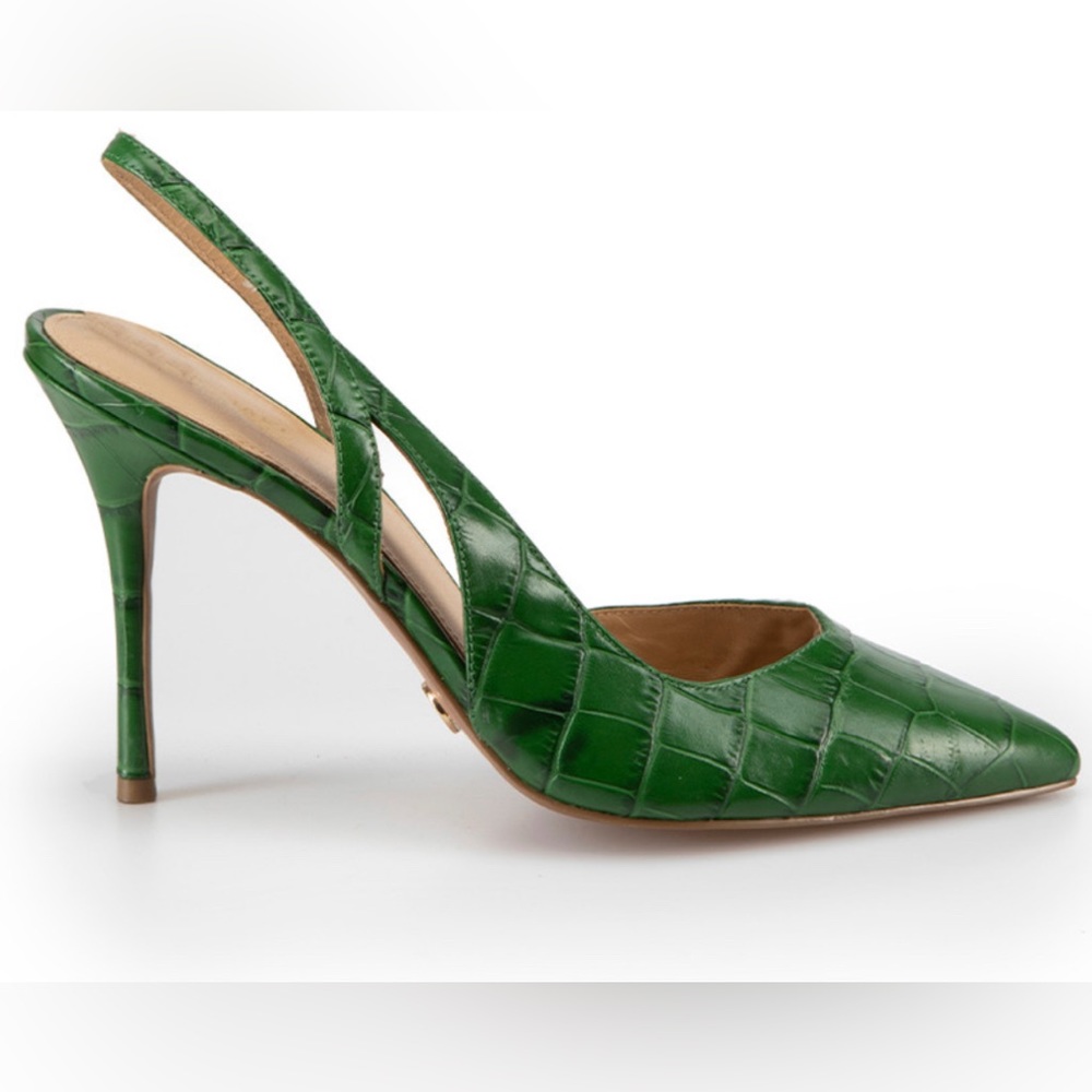 Michael Kors Green Croco Slingback Pumps 7M